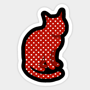 Red Polkadot Cat Sticker